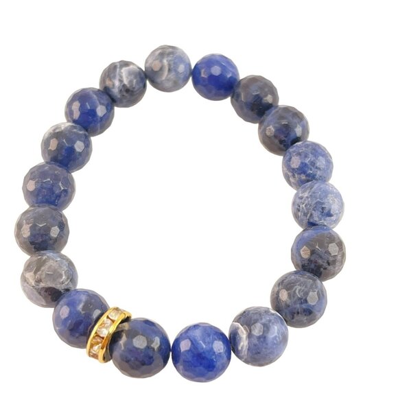 Sisco Berluti Sodalite Stretch Bracelet Facited Stones with Rhinestone Accent - Picture 6 of 9